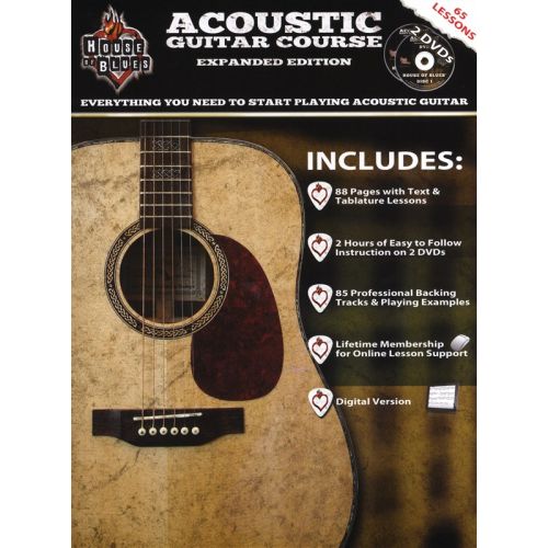 ROCK HOUSE HOUSE OF BLUES ACOUSTIC GUITAR COURSE BK/2DVD - GUITAR TAB