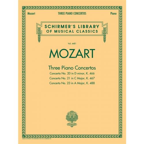 MOZART W A - THREE PIANO CONCERTOS K466, K467 AND K488 - TWO PIANOS