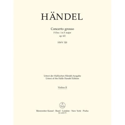 HNDEL G. F. - CONC. GROSSO OP.6/2 F-DUR - VIOLINE SOLO, 2. TUTTI