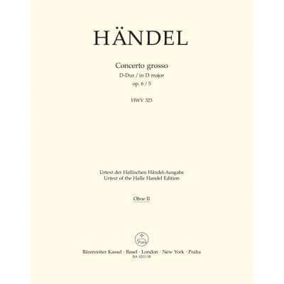 HÄNDEL G. F. - CONC. GROSSO OP.6/5 D/DUR - HAUTBOIS 2