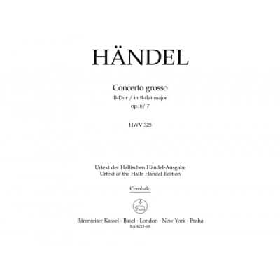 HÄNDEL G. F. - CONC. GROSSO OP.6/7 B-DUR  - CLAVECIN