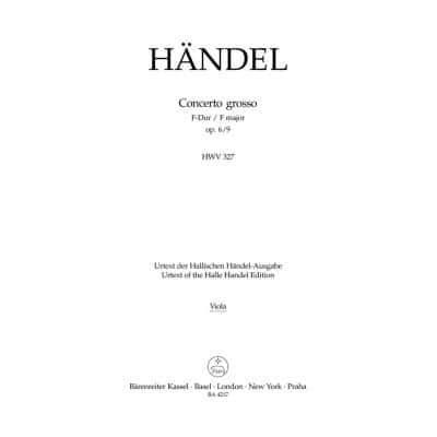 HNDEL G. F. - CONC. GROSSO OP.6/9 F-DUR - ALTO 