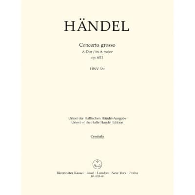 HÄNDEL G. F. - CONC. GROSSO OP.6/11A-DUR - CLAVECIN