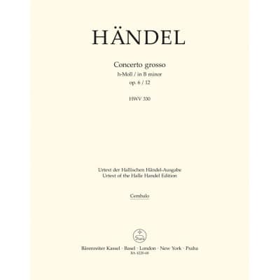HNDEL G. F. - CONC. GROSSO OP.6/12 H-MOLL - CLAVECIN