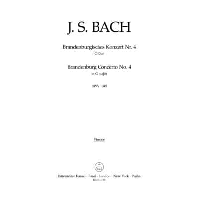 BACH J.S. - BRANDENBURGISCHES KONZERT G-DUR (SOL MAJEUR) N° 4 BWV 1049