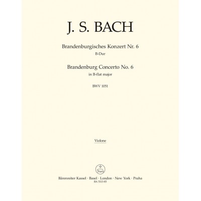 BACH J.S. - BRANDENBURGISCHES KONZERT G-DUR (SOL MAJEUR) N� 6 BWV 1051