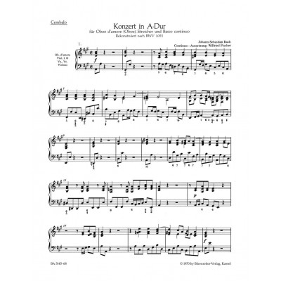 BACH J. S. - CONCERTO IN A MAJOR BWV 1055 - CLAVECIN