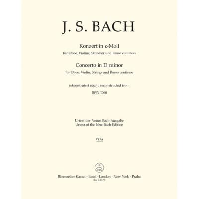 BARENREITER BACH J.S. - CONCERTO EN DO MINEUR POUR HAUTBOIS BWV 1060 - ALTO 