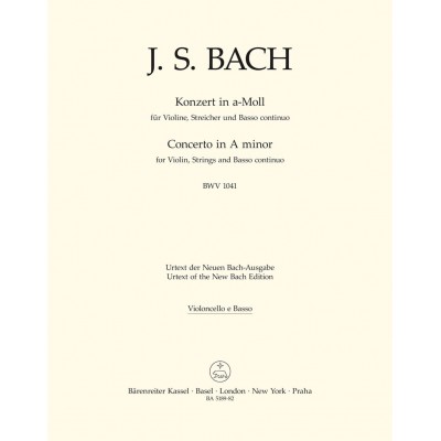 BACH J.S. CONCERTO EN LA MINEUR BWV 1041 POUR VN, CORDES ET BC