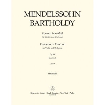 MENDELSSOHN - CONCERTO FOR VIOLIN AND ORCHESTRA E MINOR OP.64 - VLC / CB