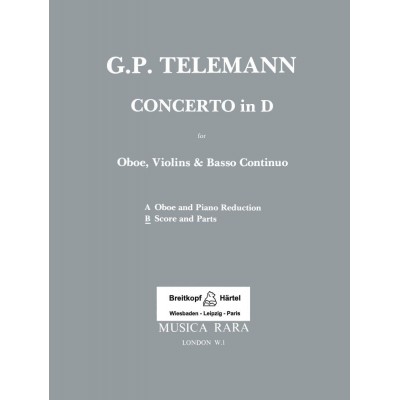  Telemann Georg Philipp - Concerto In D - Oboe, 2 Violin, Basso Continuo