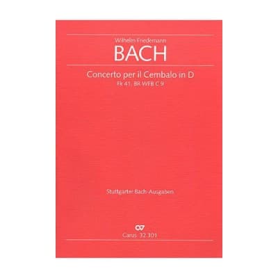 CARUS BACH W. F. - CONCERTO PER IL CEMBALO IN D Fk 41 - CONDUCTEUR