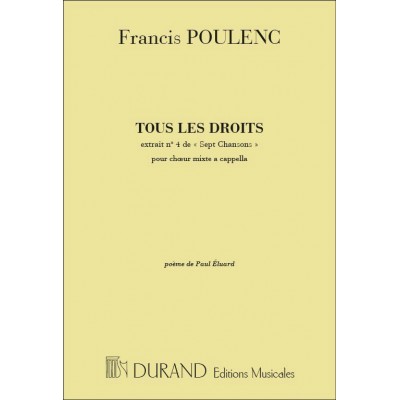 DURAND POULENC F. - TOUS LES DROITS - CHOEUR