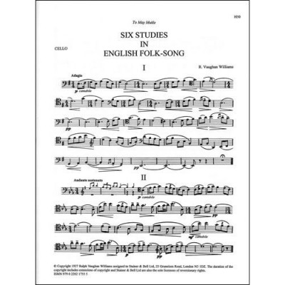  Vaughan Williams Ralph - Six Studies In English Folk Song - Cello Part