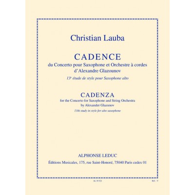 Cadence du concerto pour sax et orchestre a cordes