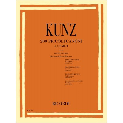 RICORDI 200 Piccoli Canoni A 2 Parti Op. 14