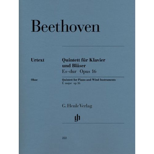 BEETHOVEN L.V. - PIANO QUINTET E FLAT MAJOR OP. 16 (VERSION FOR WIND INSTRUMENTS) FOR PIANO, OBOE, C