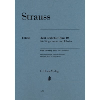 HENLE VERLAG STRAUSS RICHARD - HUIT POEMES OP.10 - VOIX HAUTE & PIANO