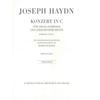  Haydn J. - Concerto For Organ (harpsichord) With String Instruments C Major Hob. Xviii:10