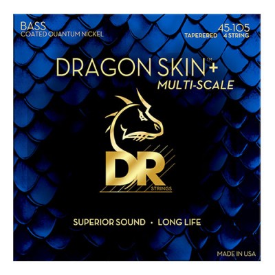 DR STRINGS 45-105, MULTI-SCALE DRAGON SKIN+ COATED MEDIUM TAPERED