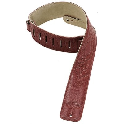 6,4 CM CUIR PLEINE FLEUR DOUBLEE AVEC MOTIFS SURPIQUES BURGUNDY