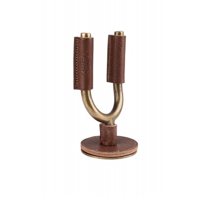 FGHNGR-BRBN WALL STAND IN WROUGHT IRON BRASS WITH LEATHER PROTECTIONS