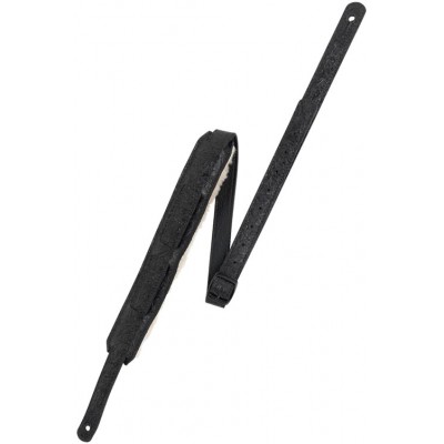 THE REINER DELUXE - FLORENTINE SHOULDER STRAP WITH SHEEPSKIN BACK, BUCKLE FOR ADJUSTEMENT - BLACK