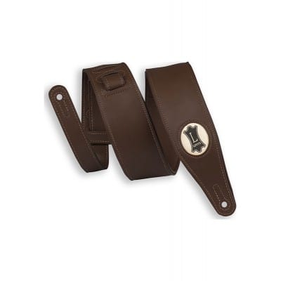 VEGAN LEATHER STRAP WITH LEVY'S LOGO IN HEMP, 6,4 CM - DARK BROWN