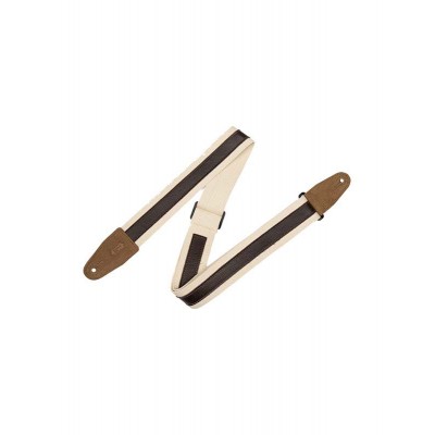 5 CM COTTON STRAP WITH LEATHER BAND - NATURAL-DARK BROWN