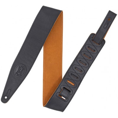 LEATHER STRAP WITH COLORED SUEDE BACK, 6,35 CM - BLACK-HONEY