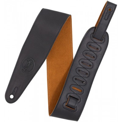 LEATHER STRAP WITH COLORED SUEDE BACK, 7,6 CM - BLACK-HONEY