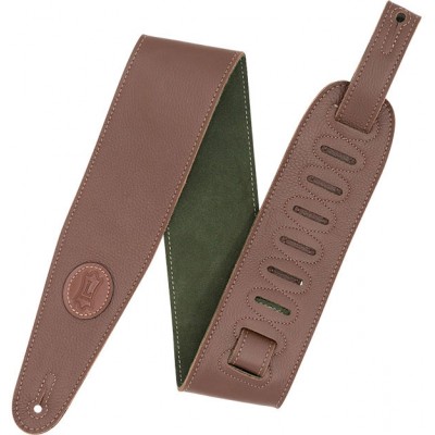 LEATHER STRAP WITH COLORED SUEDE BACK, 7,6 CM - BROWN-GREEN