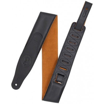 PADDED LEATHER STRAP WITH COLORED SUEDE BACK, 6,35 CM - BLACK-HONEY