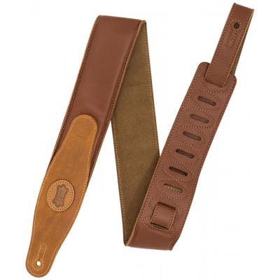 PADDED LEATHER STRAP WITH COLORED SUEDE BACK, 6,35 CM - TAN-SAND
