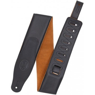 PADDED LEATHER STRAP WITH COLORED SUEDE BACK, 7,6 CM - BLACK-HONEY