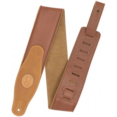 PADDED LEATHER STRAP WITH COLORED SUEDE BACK, 7,6 CM - TAN-SAND