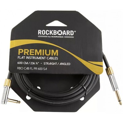 Câble Instrument Plat Premium - 600 Cm - Droit/Coudé - Noir