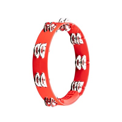 MEINL PERCUSSION 10" HEADLINER SERIES TOUR TAMBOURINE, DUAL ROW, RED, STAINLESS STEEL JINGLES