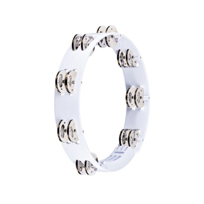 MEINL PERCUSSION 10" HEADLINER SERIES TOUR TAMBOURINE, DUAL ROW, WHITE, STAINLESS STEEL JINGLES