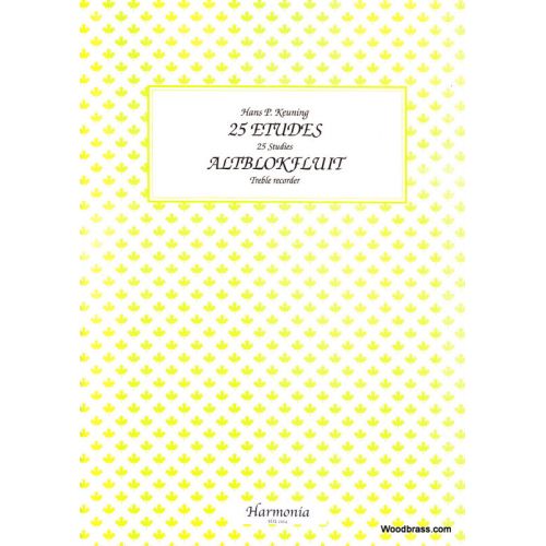 HARMONIA Keuning H. P. - 25 Etudes - Flute A Bec Alto