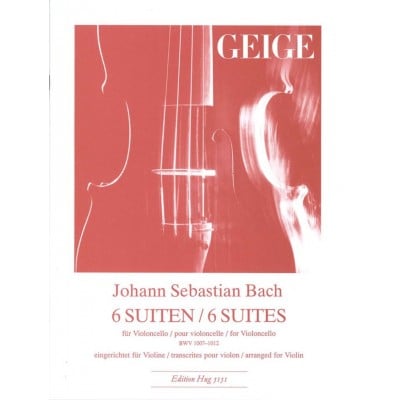 BACH JEAN-SEBASTIEN - 6 SUITES POUR VIOLONCELLE TRANSCRITES POUR LE VIOLON 