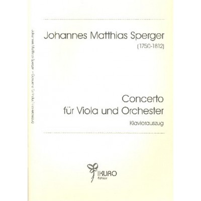 GRAHL & NIKLAS SPERGER J.M. - CONCERTO FUR VIOLA UND ORCHESTER - ALTO & PIANO