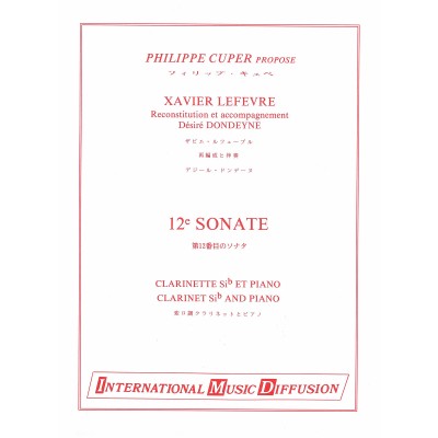 LEFEVRE - 12° SONATE - CLARINETTE & PIANO