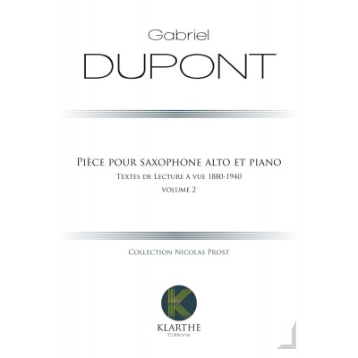 DUPONT GABRIEL - PIECE POUR SAXOPHONE ALTO & PIANO