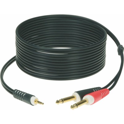 CABLE Y BLACK 6M MINI JACK 3P - 2X JACK 2P GOLD CONTACT
