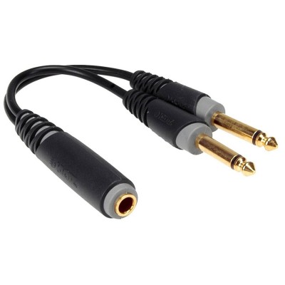 CABLE-Y BLACK 0,2M SOCKET 2P - 2X JACK 2P GOLD CONTACT