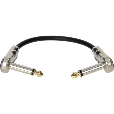Cable Patch Pedale Noir 15 Cm Coude, Embouts Plaque Or