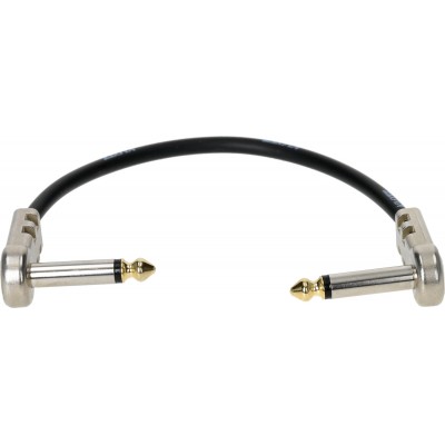 Black Pedal Patch Cable 20 cm Elbow, Gold-Plated Ends