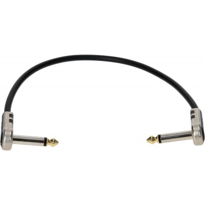 Black Pedal Patch Cable 30 cm Elbow, Gold-Plated Ends