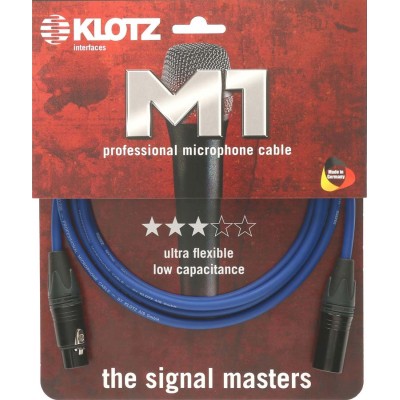 KLOTZ M1 MIC CABLE BLUE 3M XLR 3P. F/M NEUTRIK